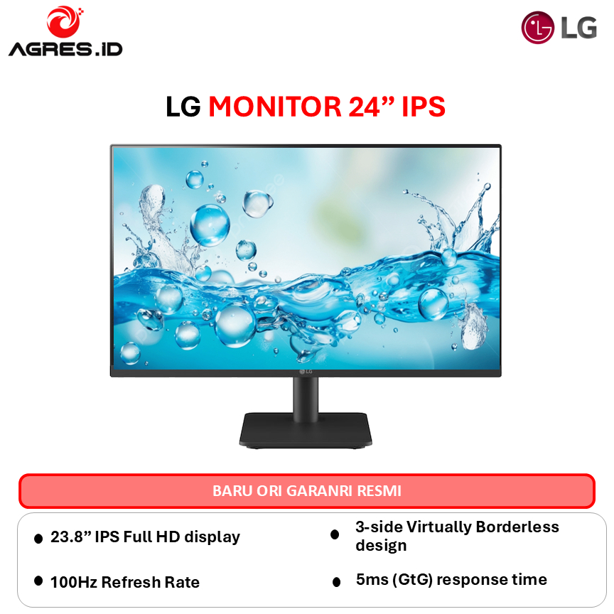 LG MONITOR 24MS500-B 24 FHD AMD FREESYNC 100HZ GARANSI RESMI INDONESIA