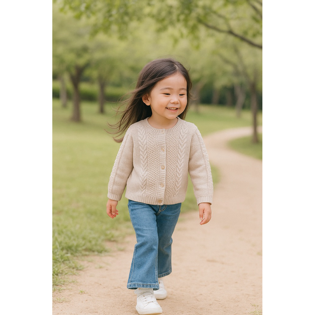 cardi anak knit kepang prelov, 1-2th