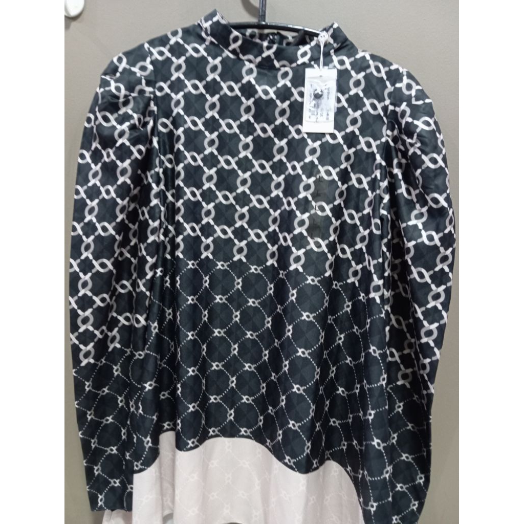 wearing klamby MONOGRAM cayla blouse