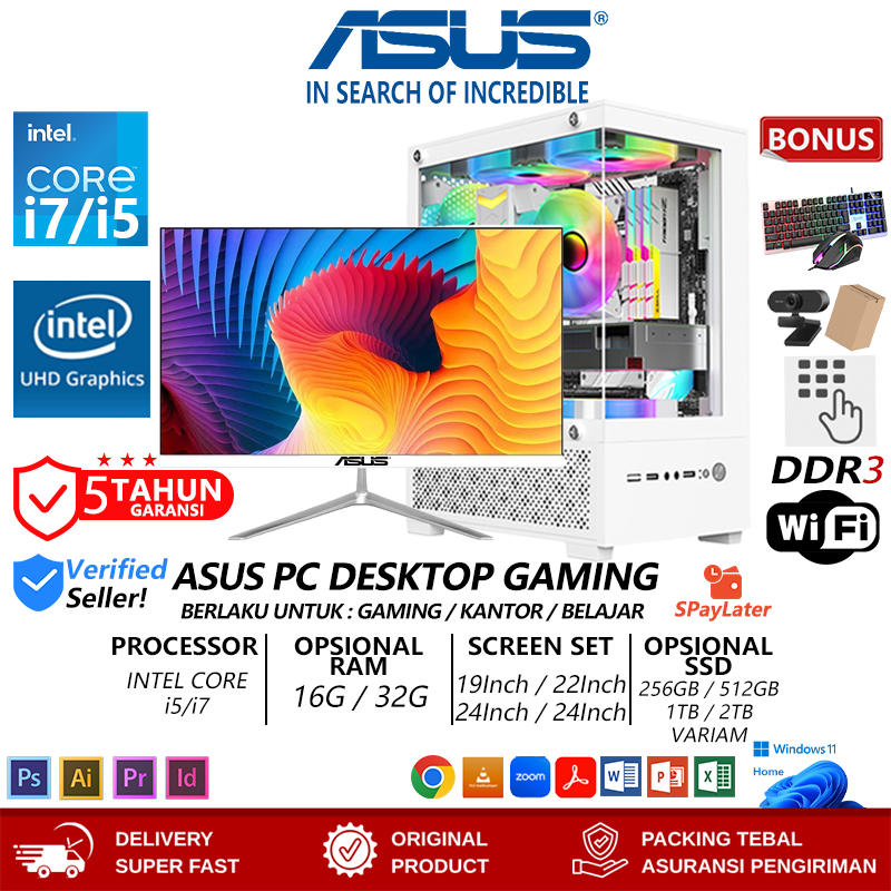 ASUS PC GAMING MURAH INTEL I7 RTX3050 MERAKIT KOMPUTER FULL SET DESKTOP KOMPUTER KANTOR KOMPUTER DES