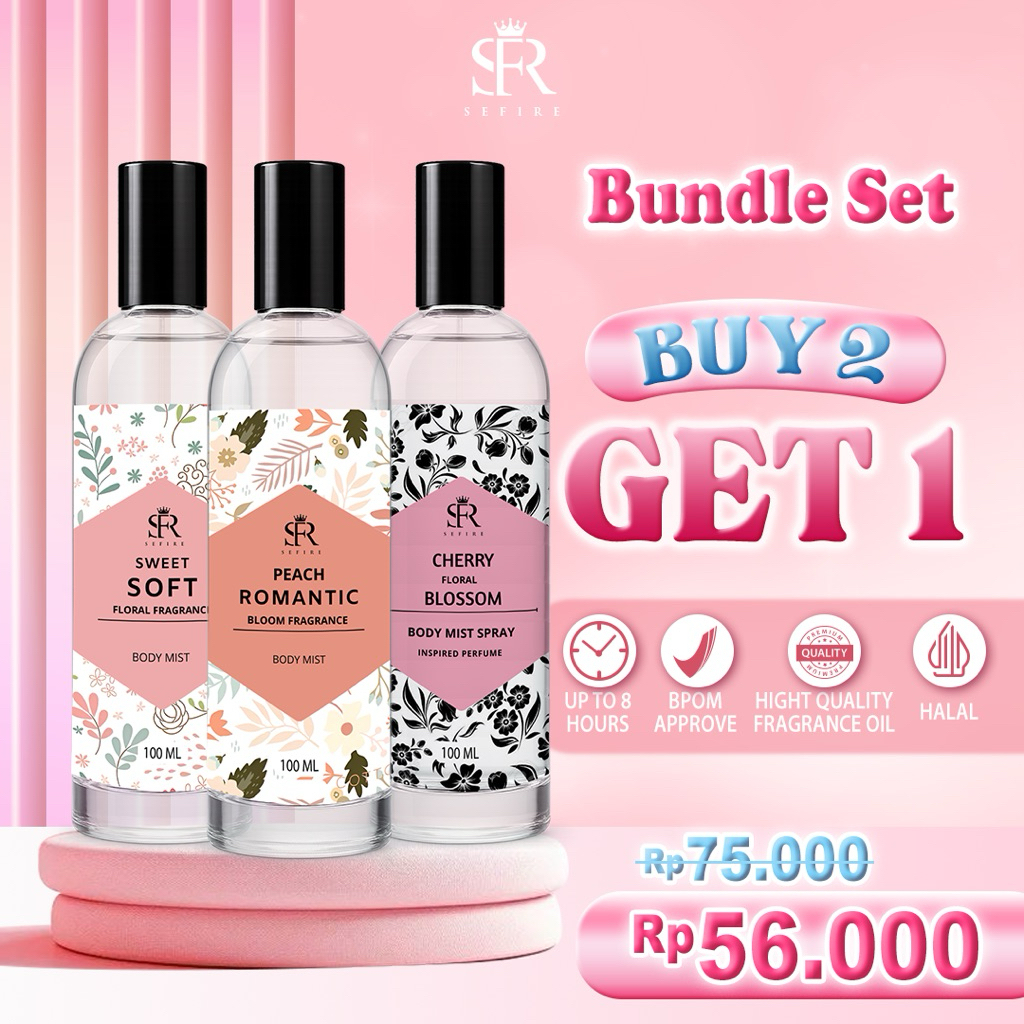 Parfum Sefire | Sefire ISI 3 | Parfum Wanita Tahan Lama 6–8 Jam | Halal & BPOM