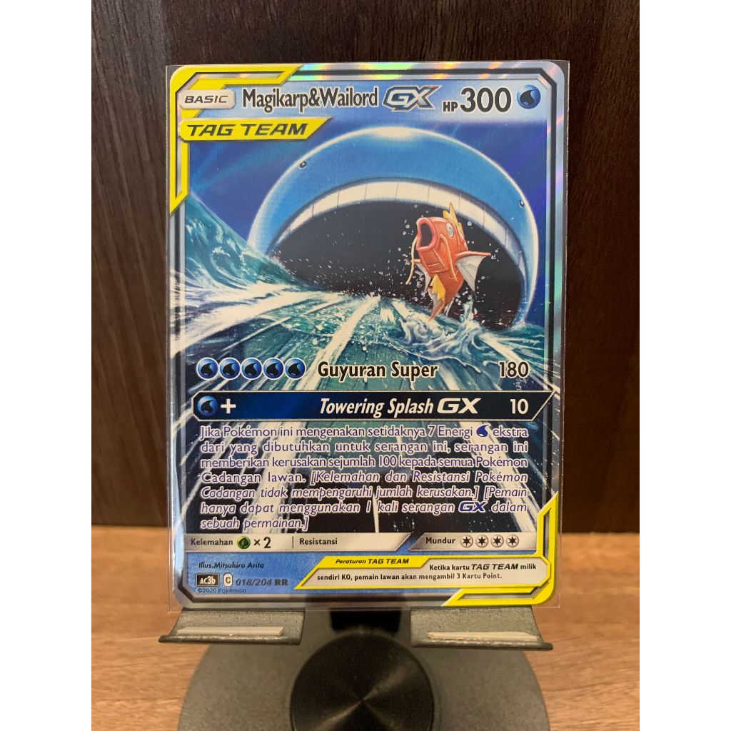 Pokemon TCG Kartu "Magikarp & Wailord GX" pokemon tag team A Versi Indonesia ORI