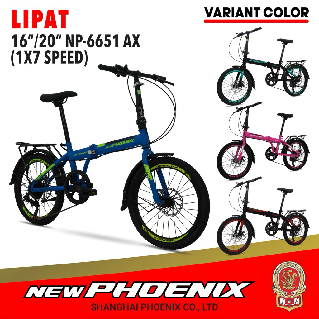 Sepeda Lipat New Phoenix 16 inch NP-6651 AX New Color