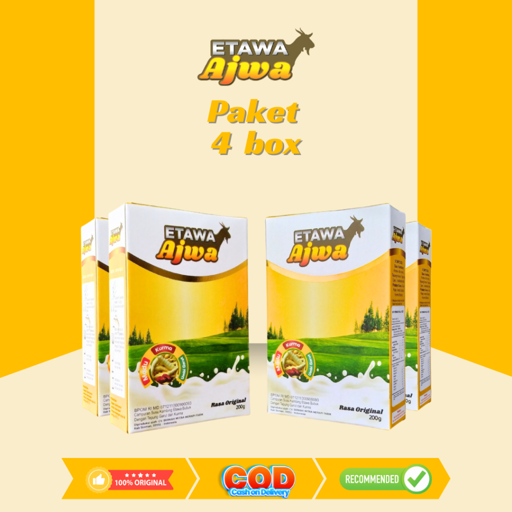 Paket 4 box ETAWA AJWA  200 gr - Susu Kambing Etawa Murni + Ubi garut  Memiliki Kandungan Protein