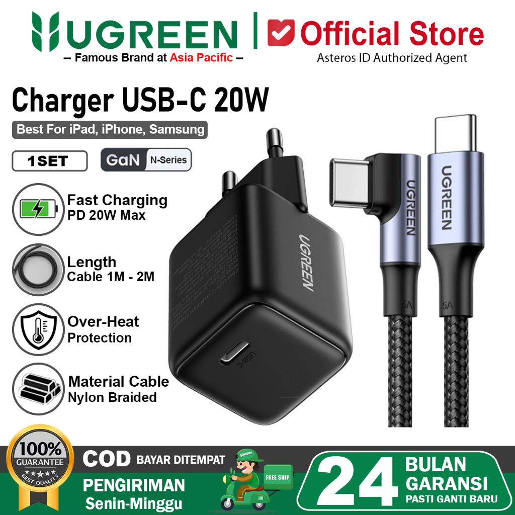 UGREEN Charger Gaming Type C to Type C Elbow 100w PD Fast Charging For Samsung / Huawei / iPhone 17 