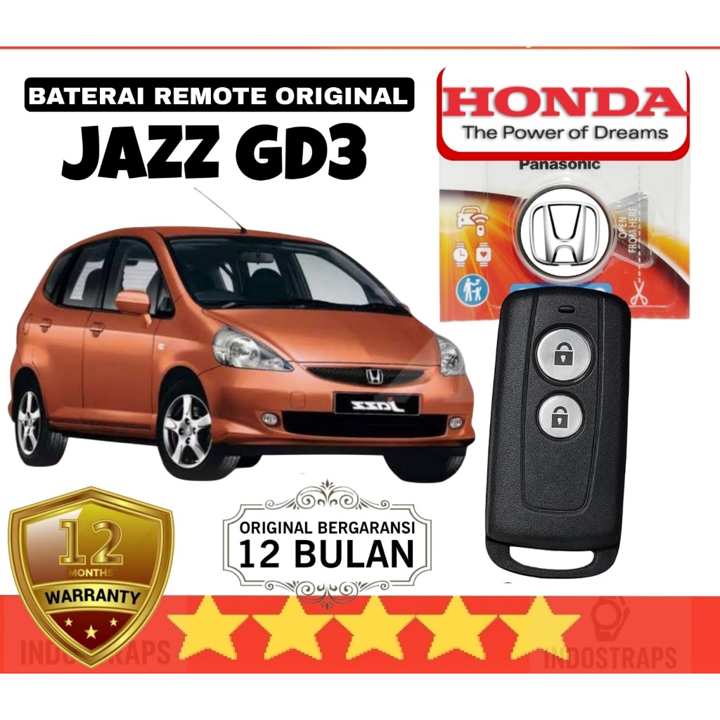 BATERAI REMOTE KEYLESS MOBIL HONDA JAZZ GD3 GEN 1 2003 2004 2005 2006 2007 2008 GARANSI 1 TAHUN BATT
