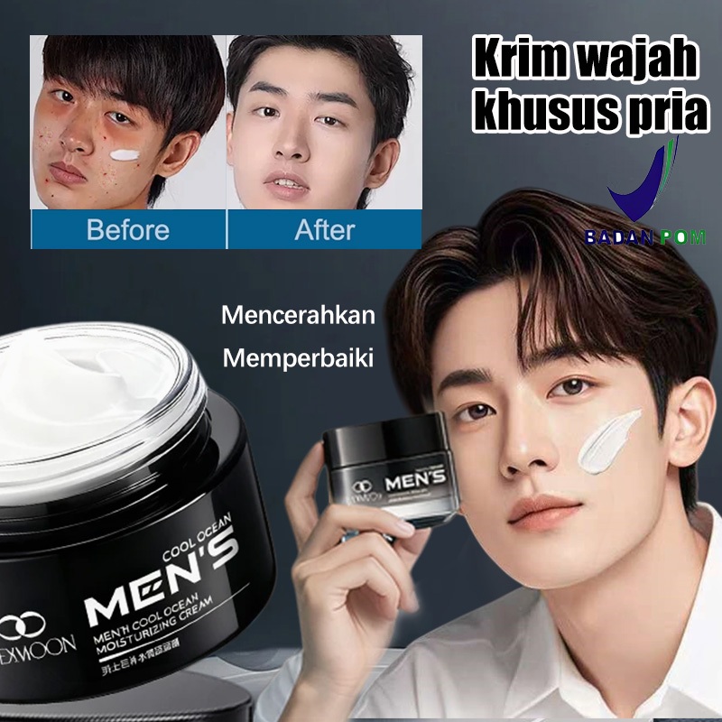 Moisture cream Krim Pemutih Wajah Pria Pelembab wajah Krim anti penuaan 50G Pelembab Wajah Pria Penc