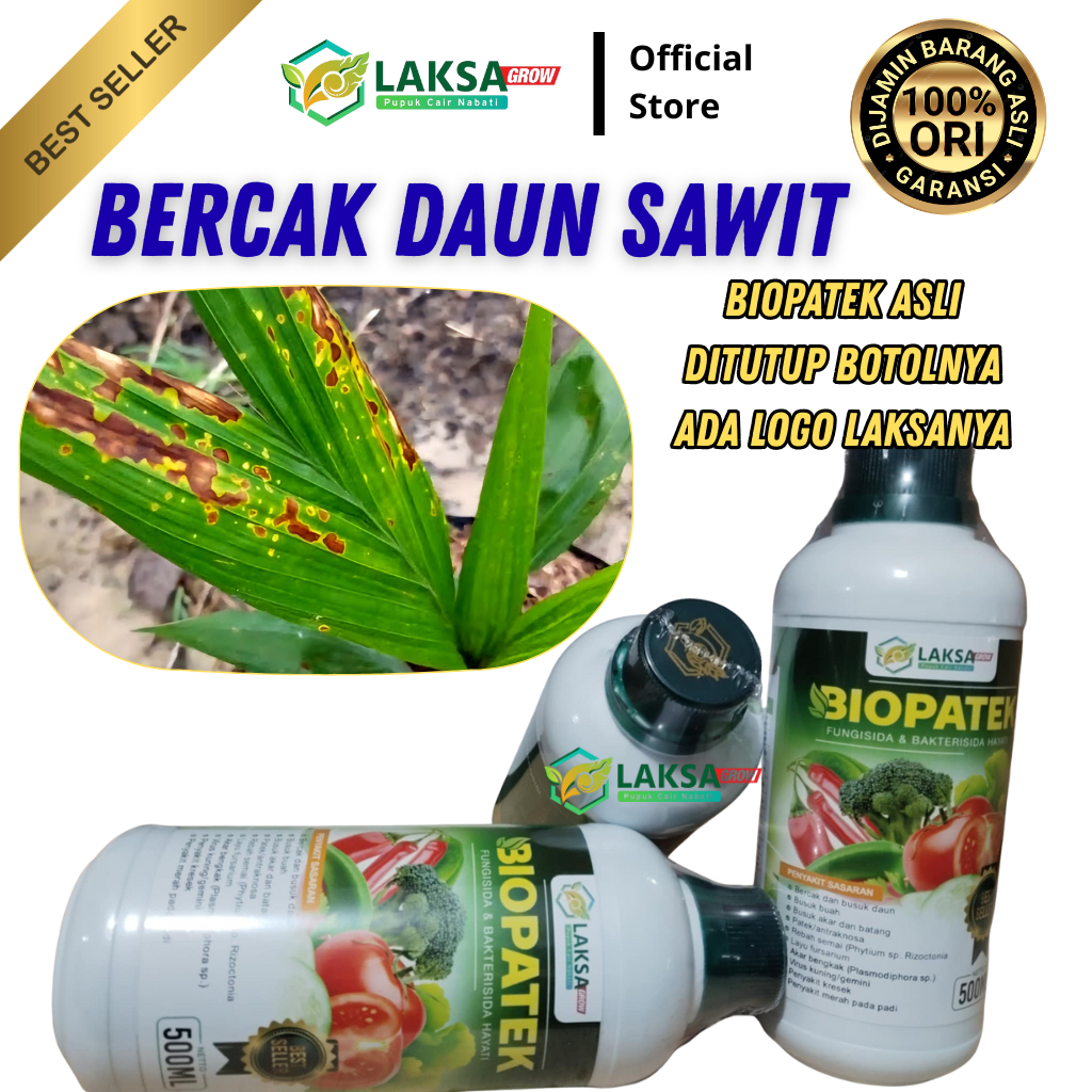 Obat Bercak Daun Sawit Paling Ampuh BIOPATEK 500ML Fungisida Bakterisida Hayati Tokcer Mujarab Atasi