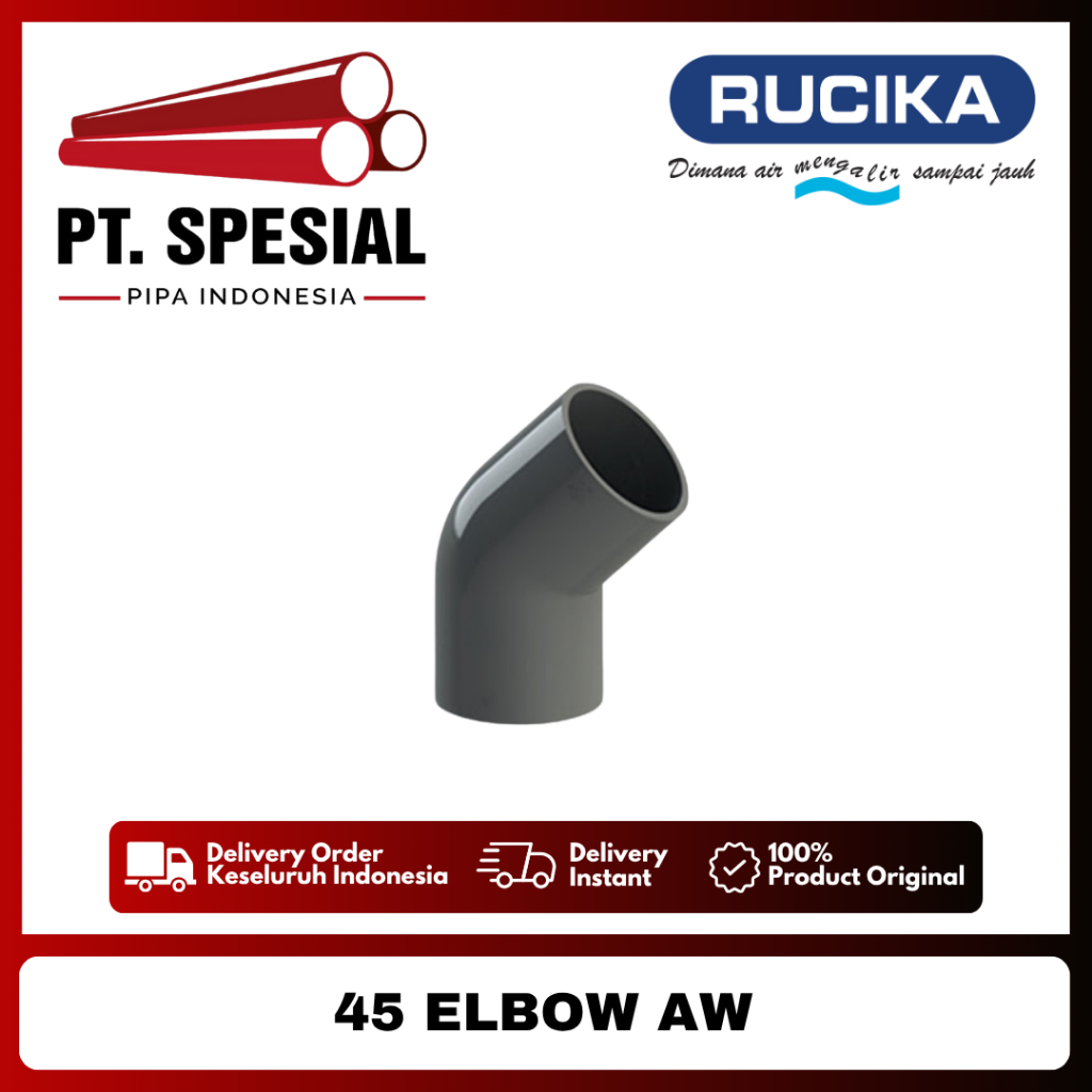 Knee 45 AW 6 Inch PVC Rucika / Keni Knee PVC AW / Elbow 45 PVC AW Rucika - 07