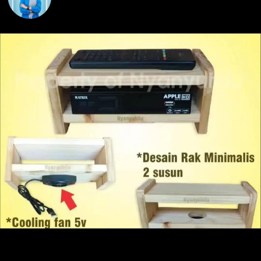 Rak susun Set Top Box + Kipas pendingin
