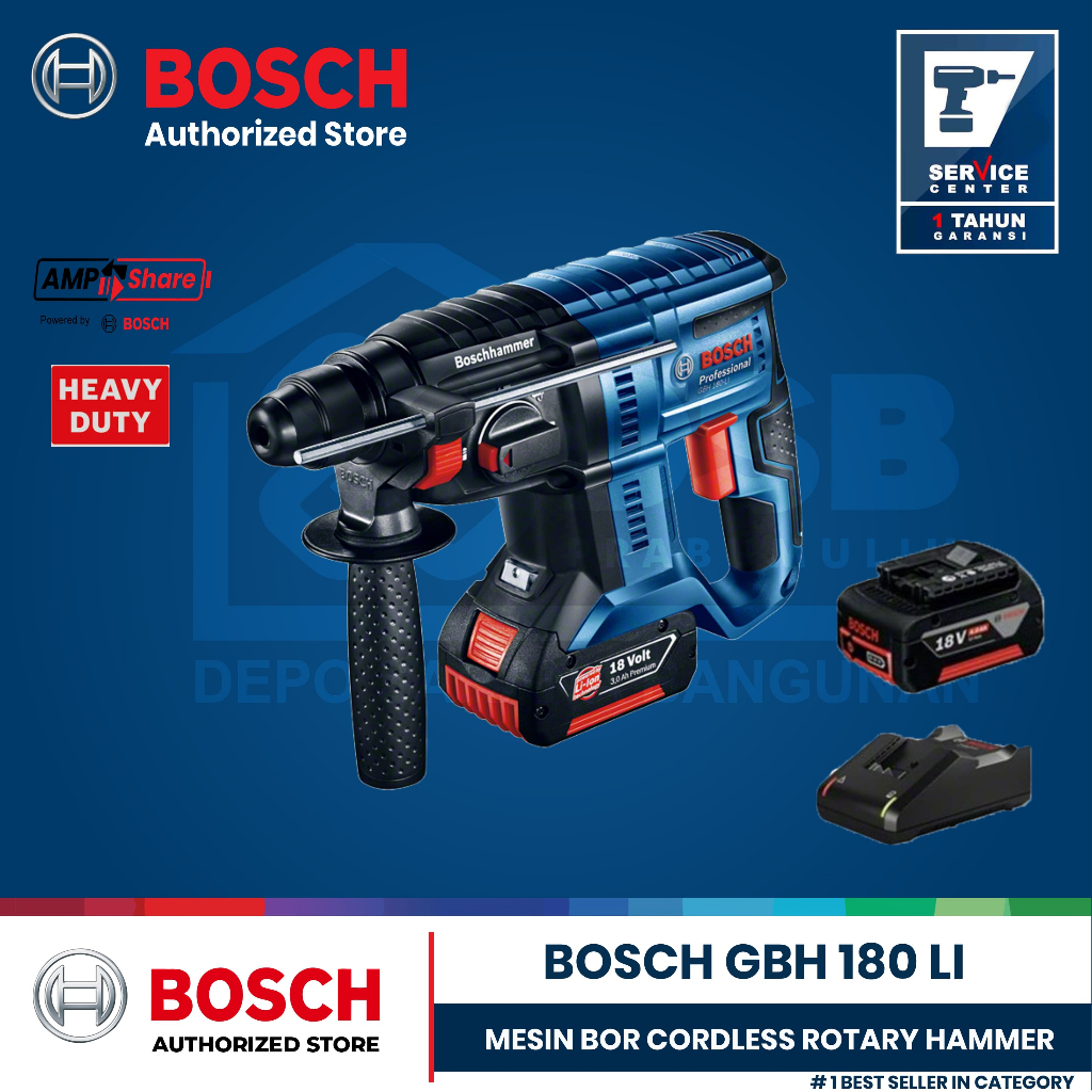 BOSCH Mesin Bor Cordless Rotary Hammer GBH 180 LI