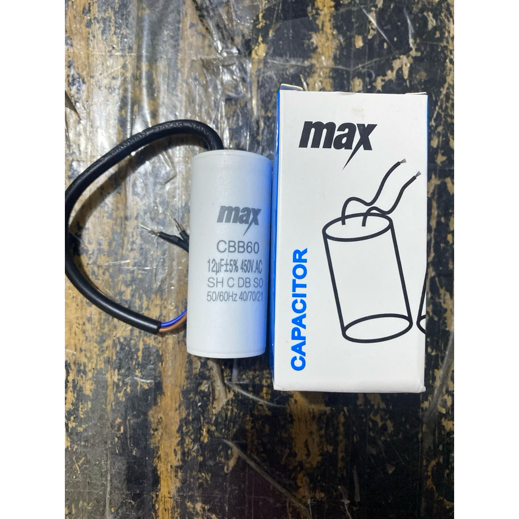 Kapasitor 12uf+5 450v Max Putih Original