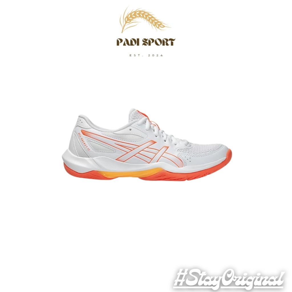ASICS GEL-ROCKET 12 WOMEN STANDARD WHITE/VIVID CORAL [SKU 1072A119.100] - SEPATU OLAHRAGA INDOOR VOL