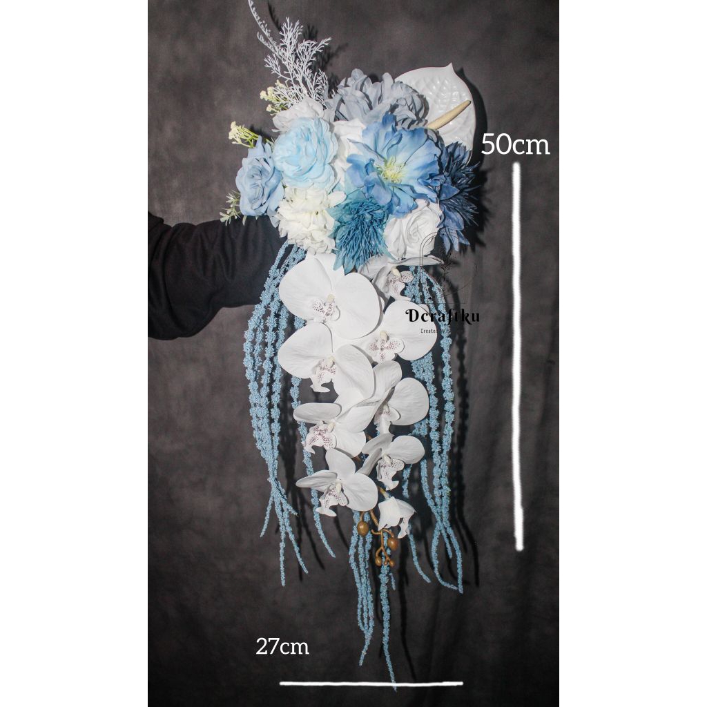 Buket Bunga Pengantin Anggrek Juntai - Wedding Bouquet - Bunga Tangan Pengantin Anggrek Juntai Artif
