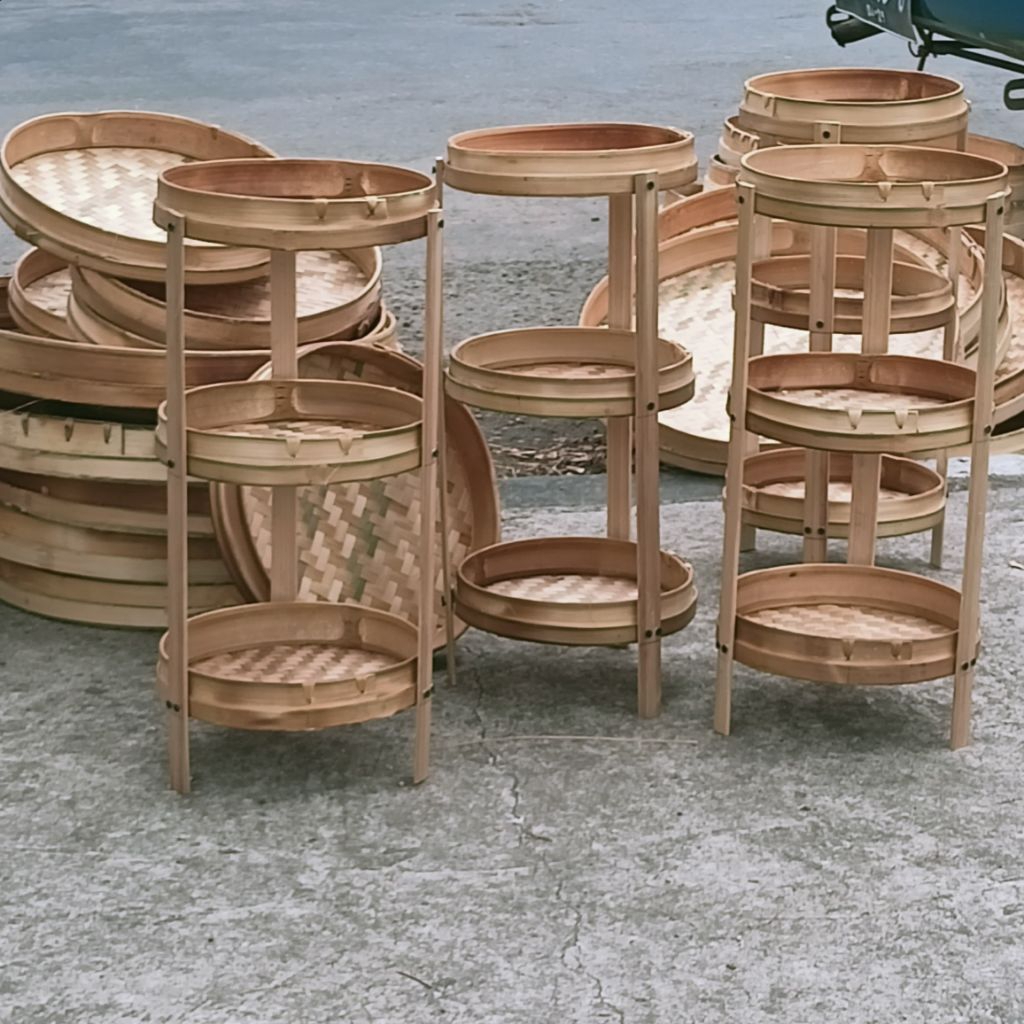 Rak bumbu dapur dari bambu | Rak susun anyaman bambu