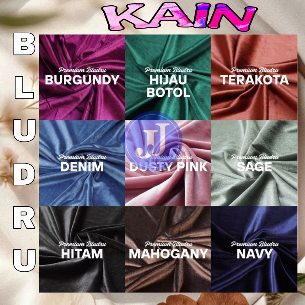 Kain Bludru Velvet Eceran Meteram murah Harga 1/2 Meter