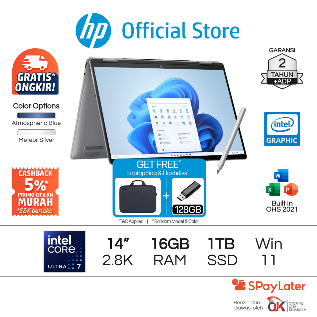 Laptop HP Envy x360 - OmniBook X Flip [NEW] 2 in 1 Intel Core Ultra 7 Intel Graphics 16GB RAM 1TB SS