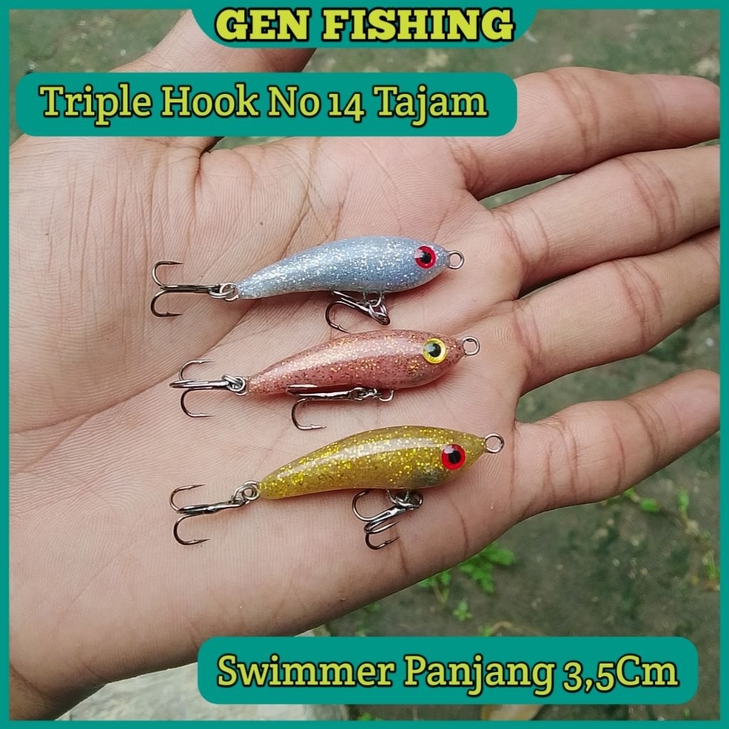 SwimBait Lure Casting 3,5cm Swimmer Umpan Pancing Hampala Sinking