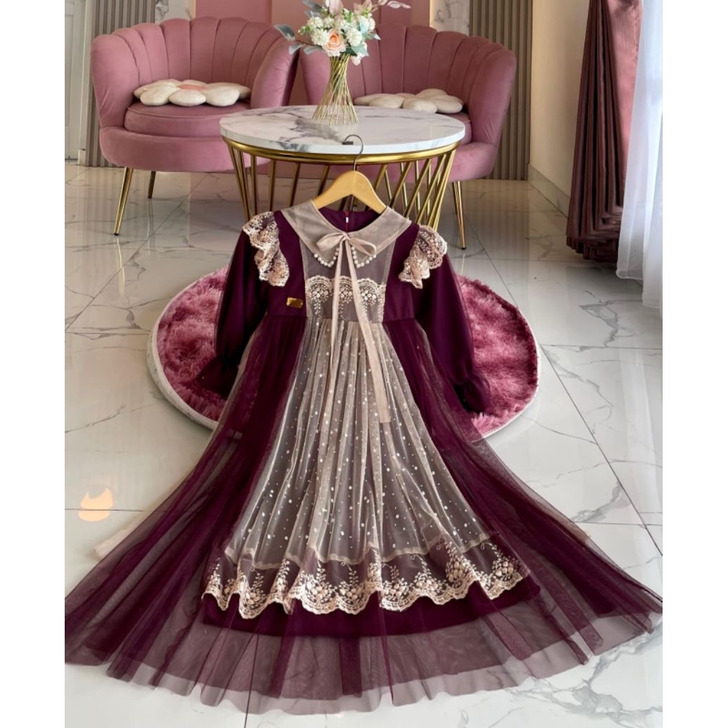 Moana dress Gamis brukat anak mewah umur 3-15thn // Gamis anak terbaru Tile Baju Lebaran