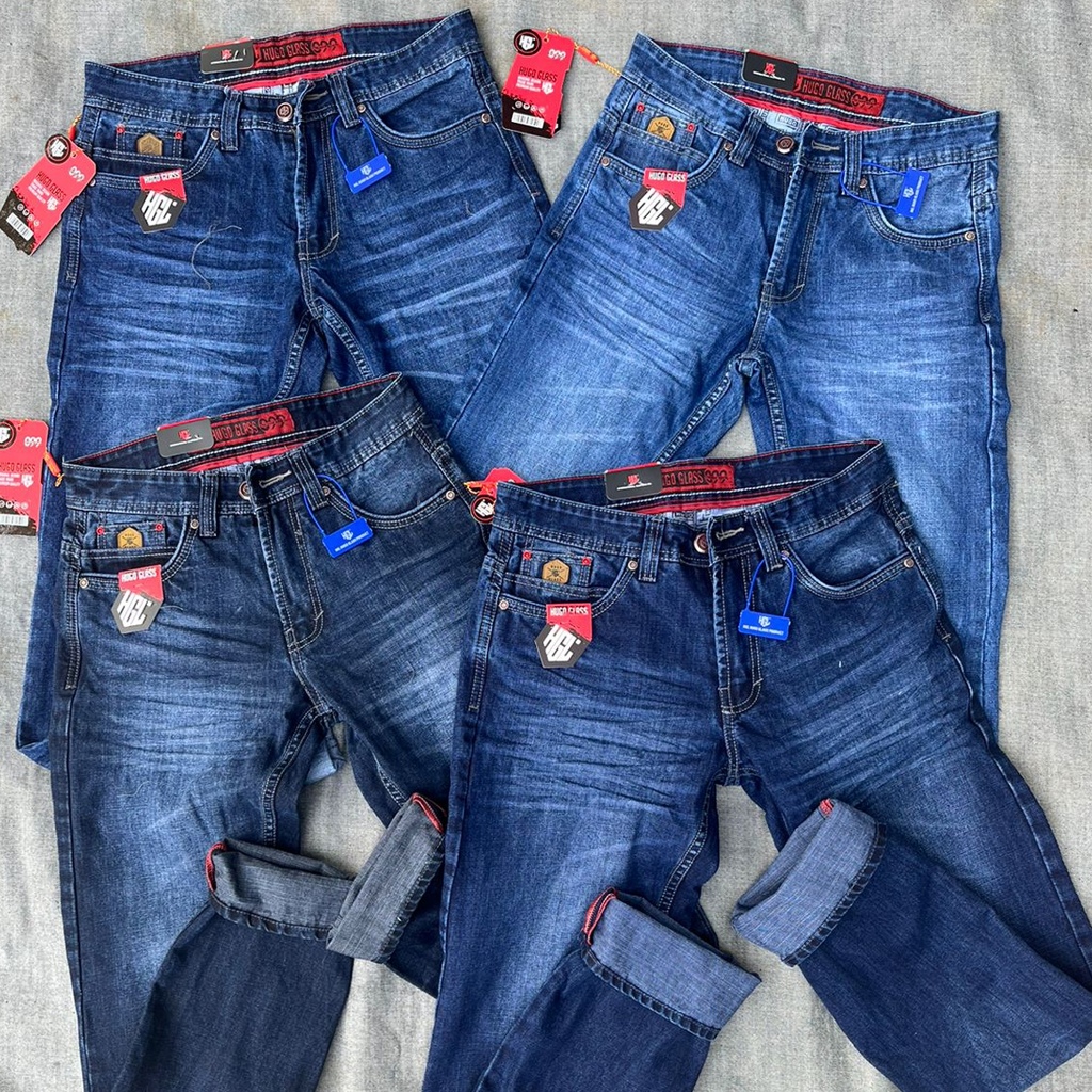 HUGO GLASS ORIGINAL DENIM - Jeans slim streach terbaru premium grey wosh