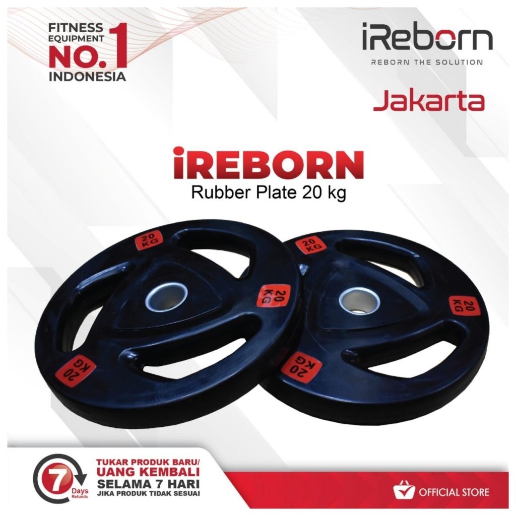 Rubber Plate - Beban Barbel Karet iReborn 20kg