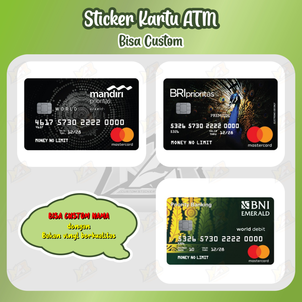 Stiker Atm Garskin Skin Card Custom Bank Prioritas Sticker Kartu Atm Bca | Bri | Mandiri | Debit | C