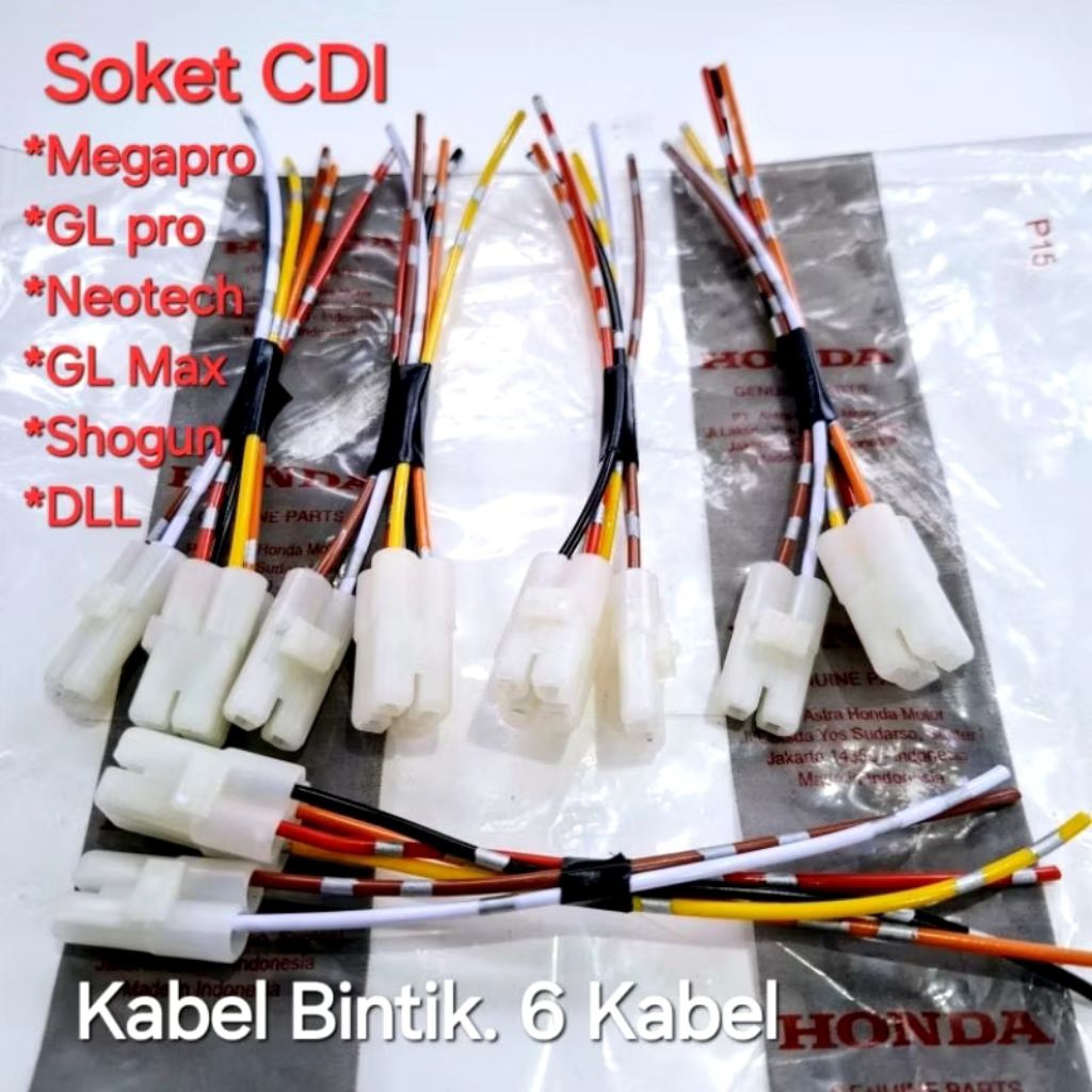 SOKET 6 KABEL CDI TIGER SHOGUN GL PRO MAX NEOTECH MEGAPRO CB GL KABEL BINTIK 6 KABEL ORIGINAL GRADE 