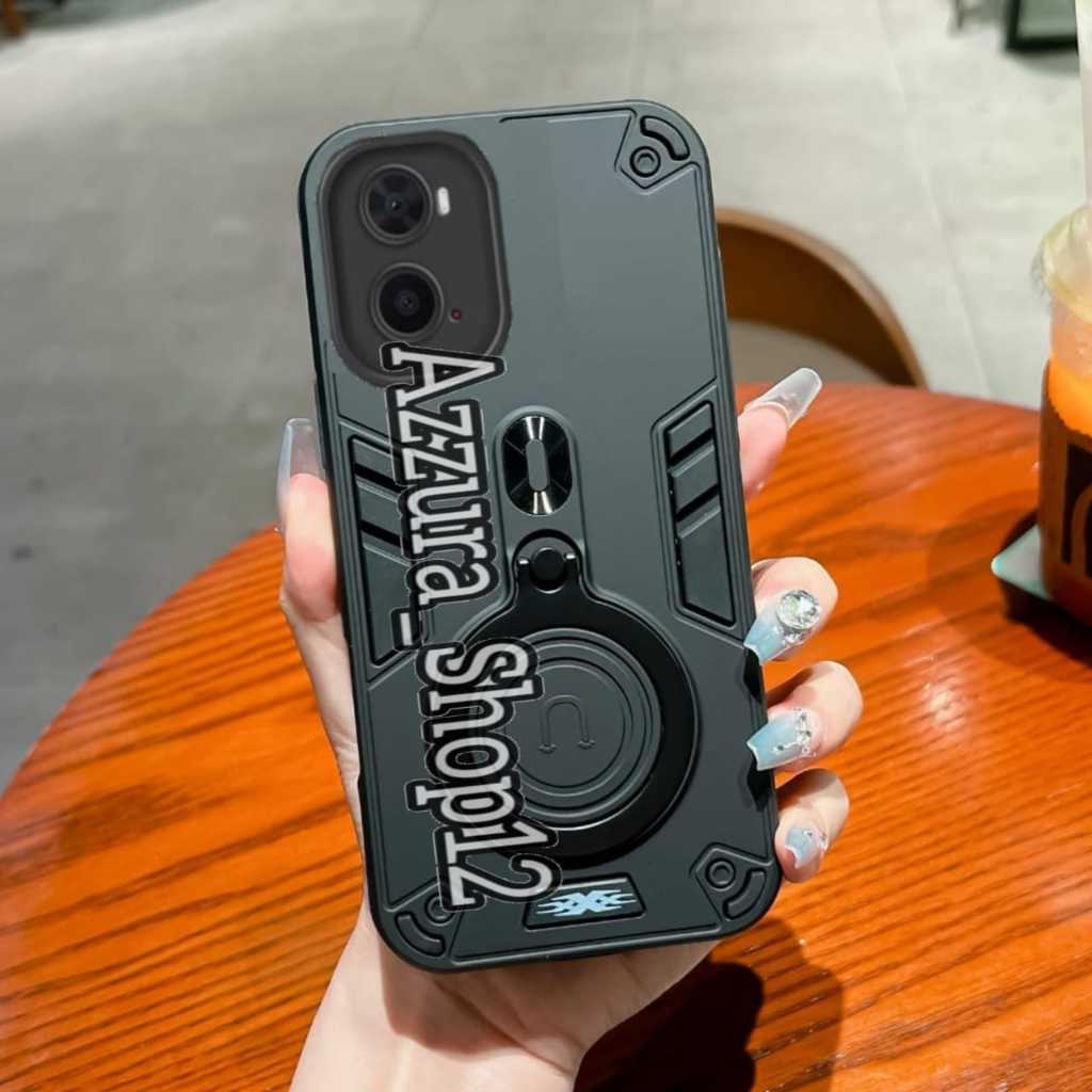 Casing HP Untuk OPPO A76 Hard Case Pro Camera Carbon Fibre 360 Degree Rotasi BracKet