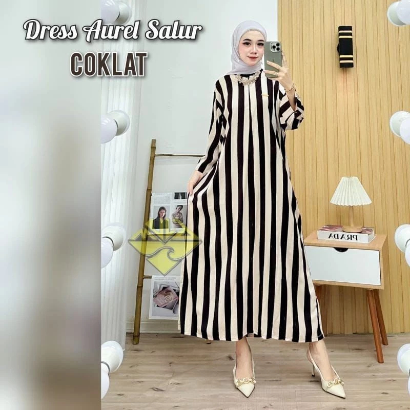 GAMIS MOTIF SALUR VIRAL - DRES SALUR WANITA KEKINIAN - GAMIS BUSUI VIRAL LENGAN 3/4 JUMBO