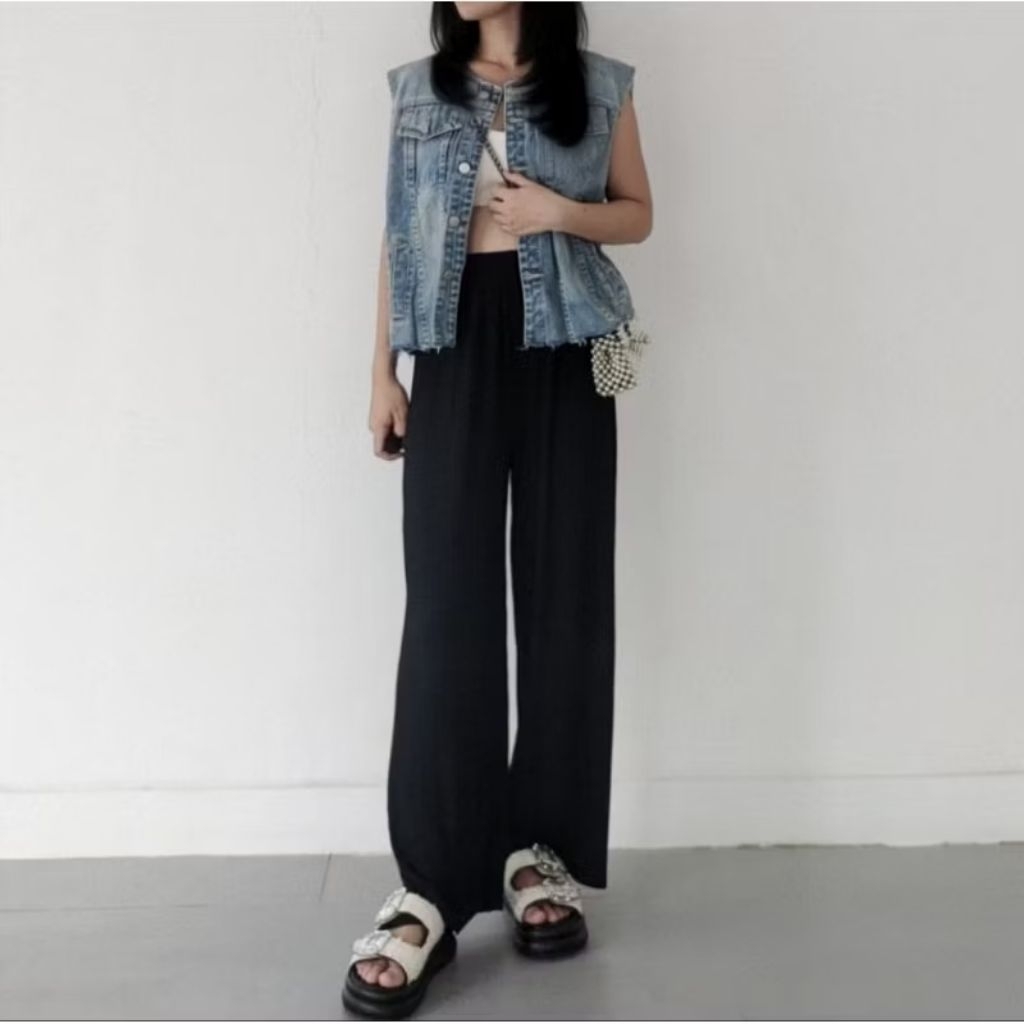 NEW | Rice top vest rompi denim jeans blue jaket cardigan outer kardigan kerja top blouse atasan rm3