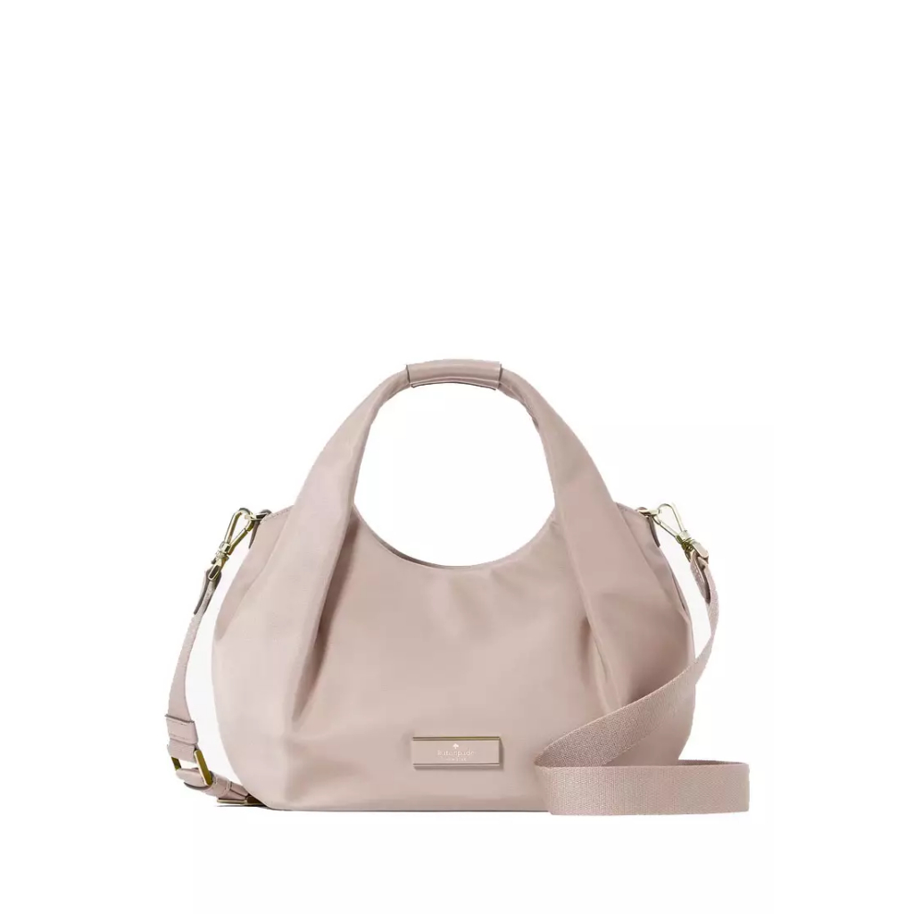 Kate Spade Carter Nylon Small Pleated Crossbody Cozy Grey