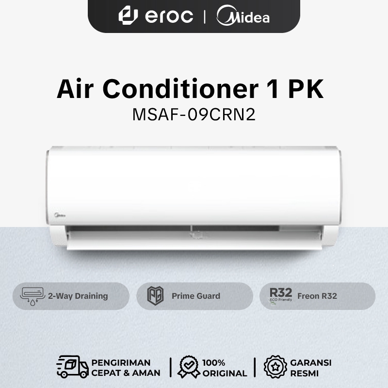 Midea AC Standard 1 PK R32 Series MSAF-09CRN2 (Unit Indoor & Outdoor)