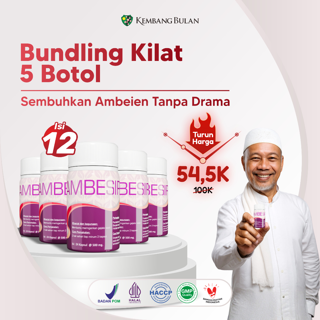 BUNDLING KILAT 5 BOTOL‼️Kembang Bulan Ambesir isi 12 kapsul - Obat Herbal Daun Ungu Wasir Ambeien Pa