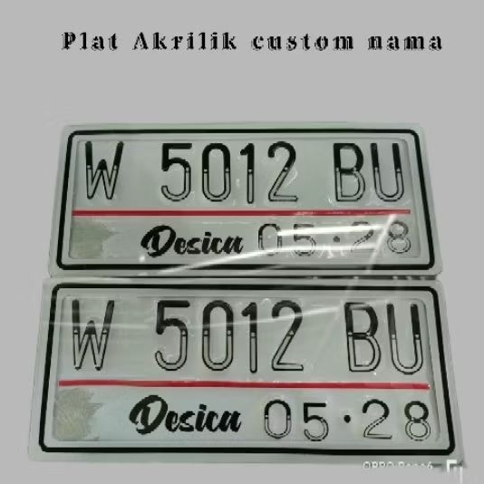 plat nomor motor akrilik putih custom nama plat putih akrilik
