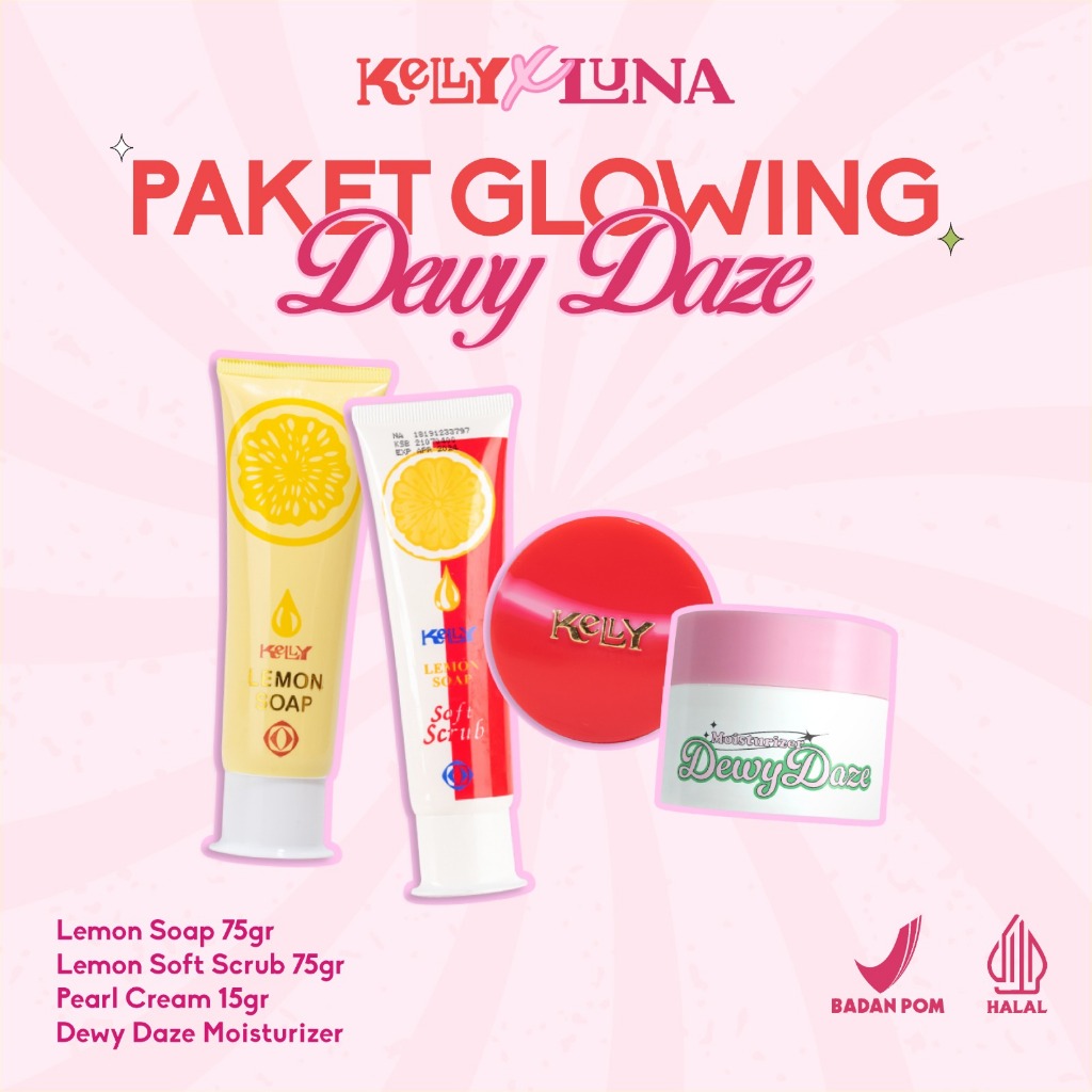 Paket Skincare Luna Moisturizer (Dewydaze) x Kelly Paket Glowing | Krim Pelembap Wajah
