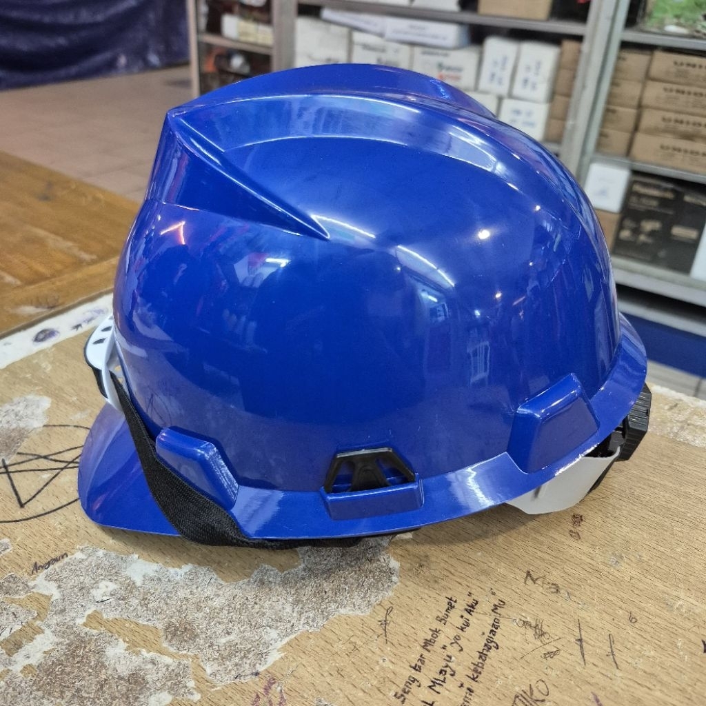 Helm Safety Proyek Berstandar SNI / Helm Safety Kerja Proyek Warna Putih - SNI - Biru