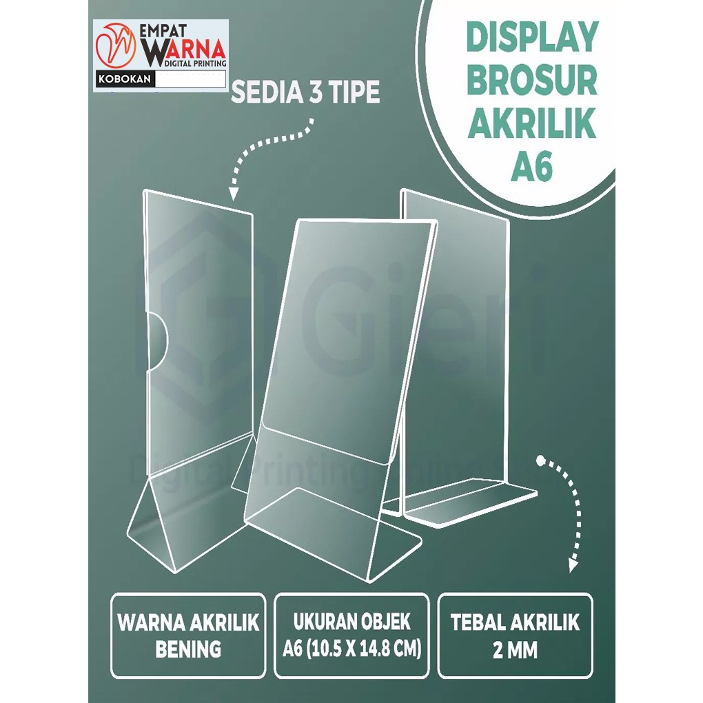 AKRILIK / QRIS / STAND QRIS / DISPLAY BROSUR / A6 / A5