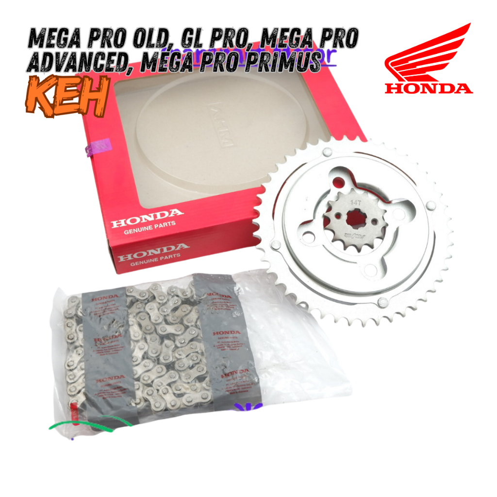 gear set megapro primus - rantai keteng megapro primus - gear set Honda GL Pro - KEH