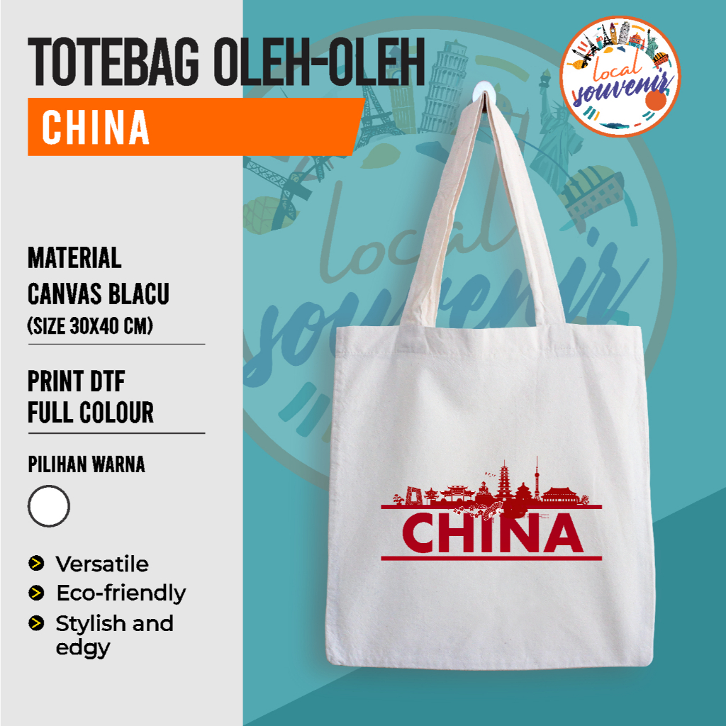Tas Tote Bag Kanvas Premium Souvenir Oleh-Oleh Negara CHINA _ LSouvenir