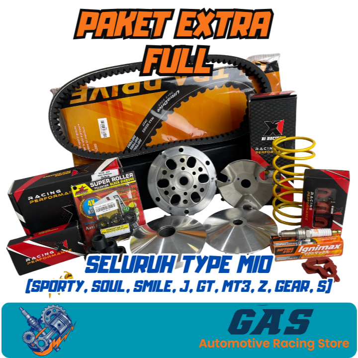 PAKET EXTRA FULL UPGRADE KIRIAN CVT mio j m3 smile soul z s gear gt 115 125 karburator karbu fi raci