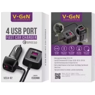car charger v-gen VCC4-02 4USB port fast carging