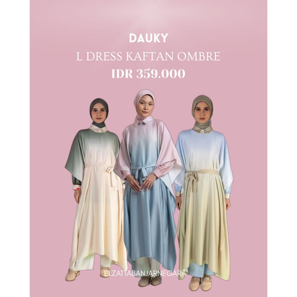 Dauky L Dress Kaftan Ombre bahan adem warna degradasi