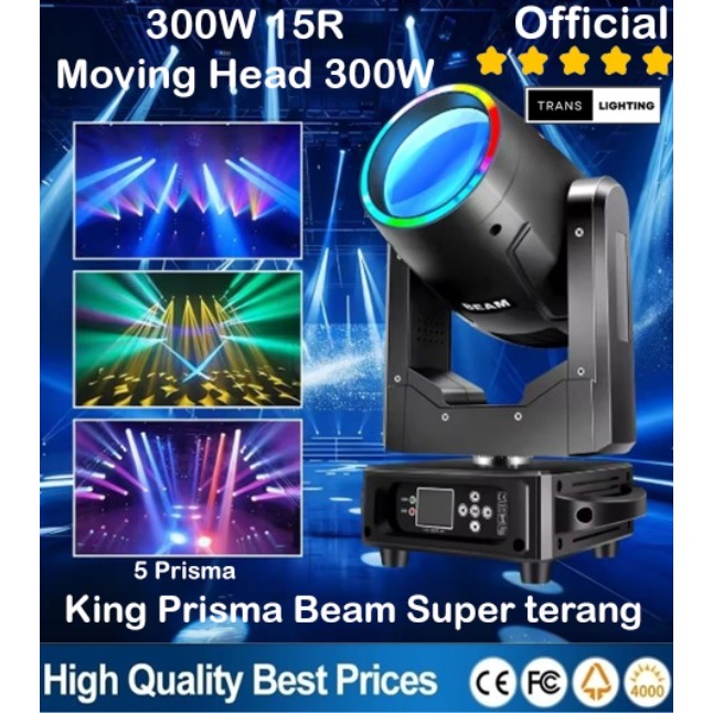 King Prisma Beam MOVING HEAD BEAM 300W 15R Super Terang 5 Prisma Lighting Profesional