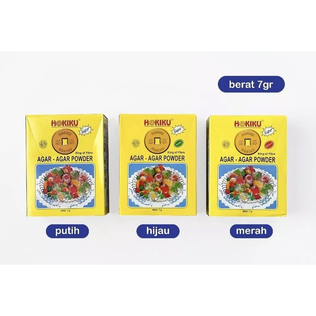 (1kotak)Agar-agar Hokiku Powder putih,merah,hijau/hokiku agar- agar powder