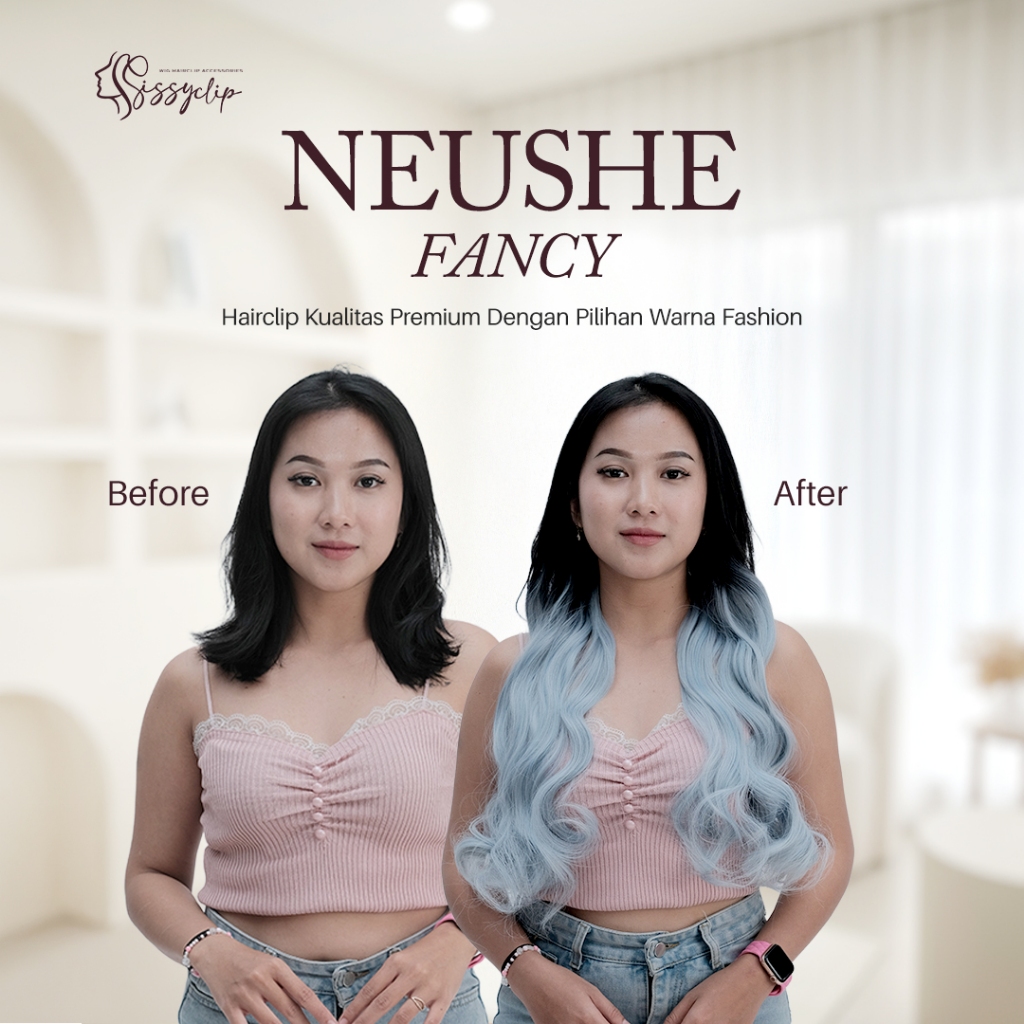 NEU SHE FANCY – Hairclip rambut berwarna gelombang panjang 60 cm by SISSYCLIP - hairclip burgundy ma