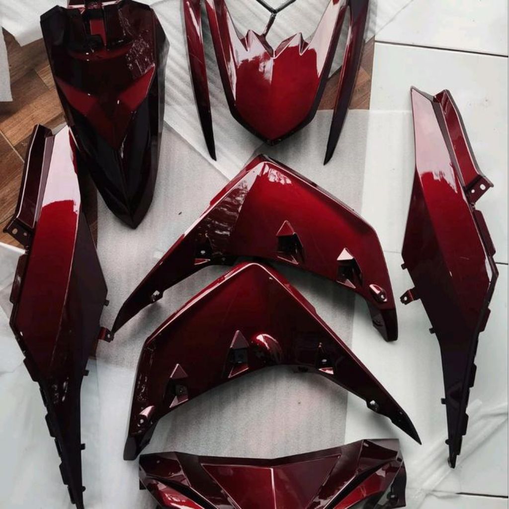 COVER BODY HALUS YAMAHA MIO M3 FULLSET BODI SET HALUS MIO M3 WARNA MERAH CANDY DARK