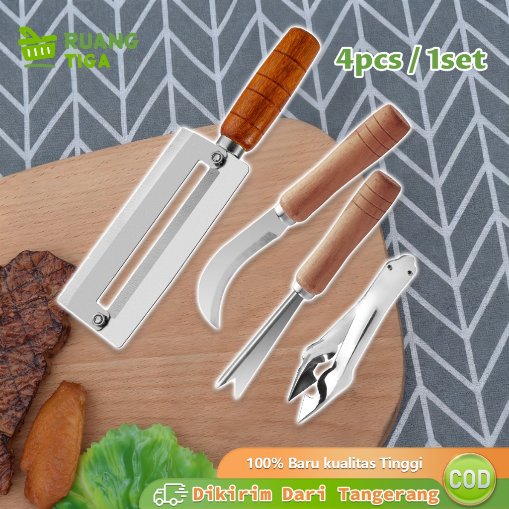 4pcs/set Alat Pengupas Nanas Khusus Pisau Nanas Pineapple Peeler Pemotong Nanas