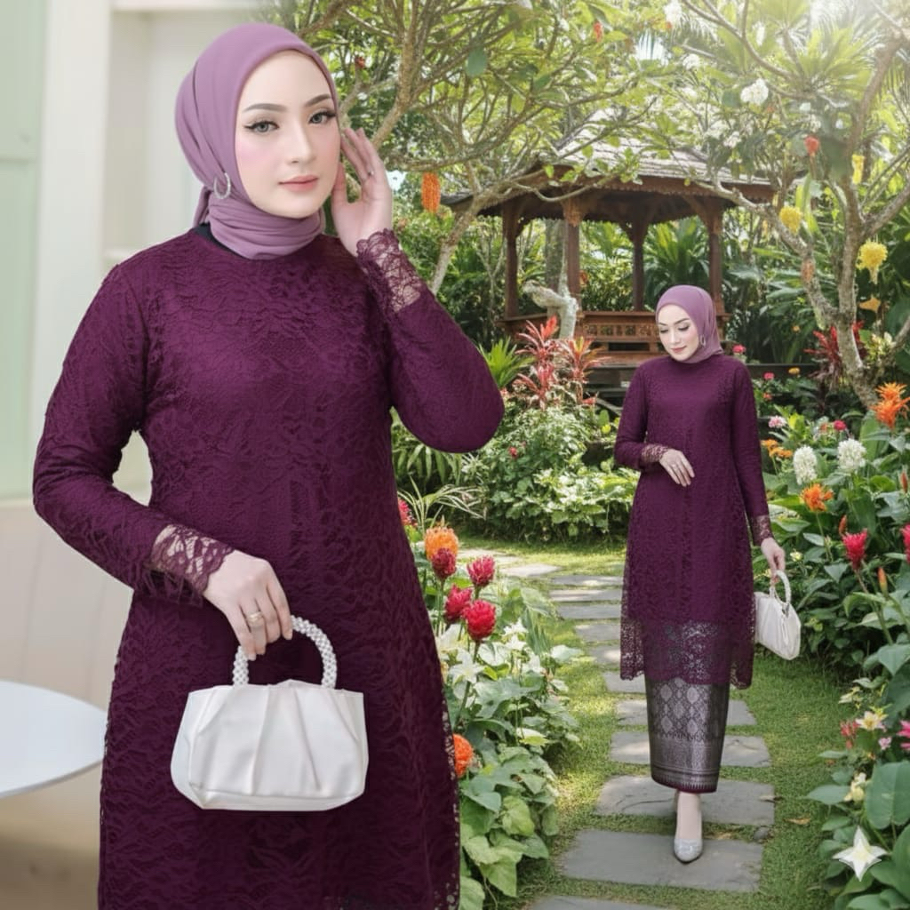 Ready Setelan Kebaya Tunik Brukat/Kebaya Tunik Brukat Jumbo/kebaya modern/baju kebaya/kebaya faforit