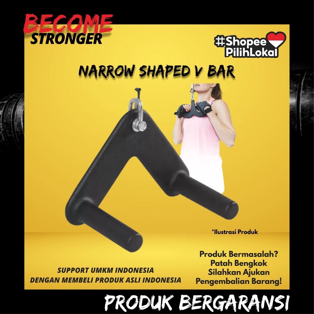 V-Shaped Bar Grip Handle untuk Mesin Kabel Gym – V Bar Lat Pulldown / Row, Kapasitas 200kg