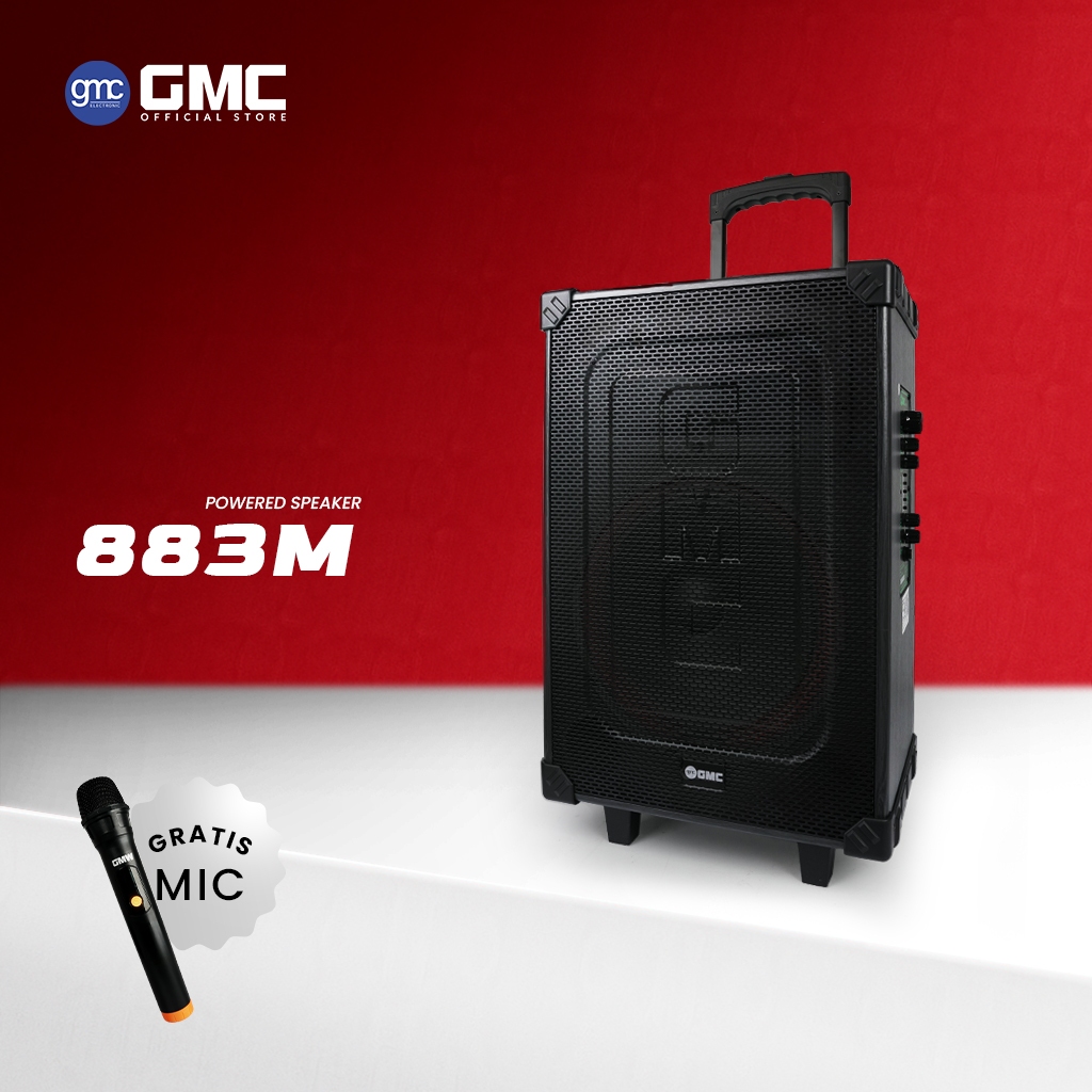 GMC Speaker 883M – Bluetooth Karaoke Speaker 12" – 130W, USB, SD, AV In, FM Radio, Karaoke Jack